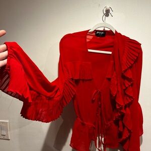 Nasty Gal Women's Vibrant Red Ruffle Blouse